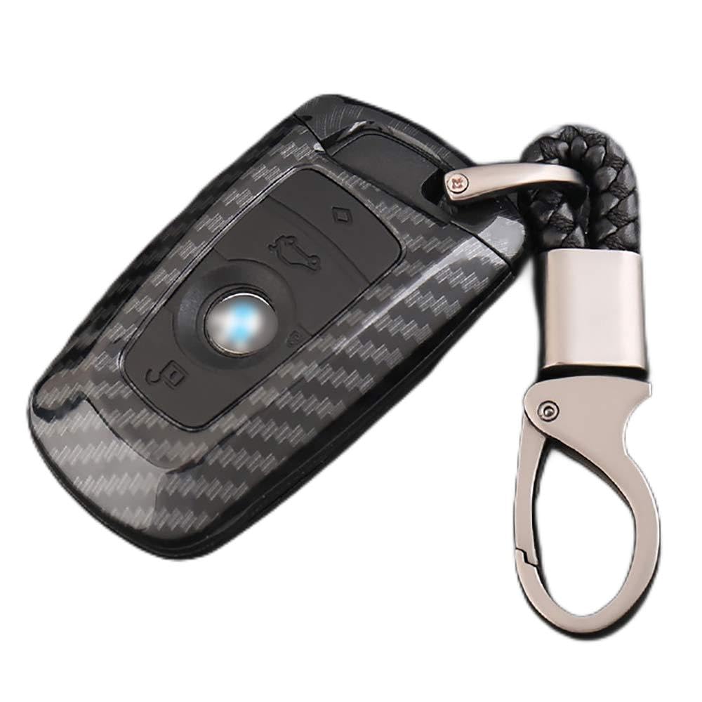 ontto Fit to Car Key Cover Carbon Fiber Protective Key Fob Case for BMW X1 X5 X5M X6 X6M Remote Protector Case Carbon Black