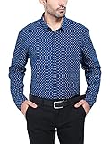 Bentibo Mens Navy Casual Pattern Printed Long Sleeve Button Down Cotton Dress Shirts