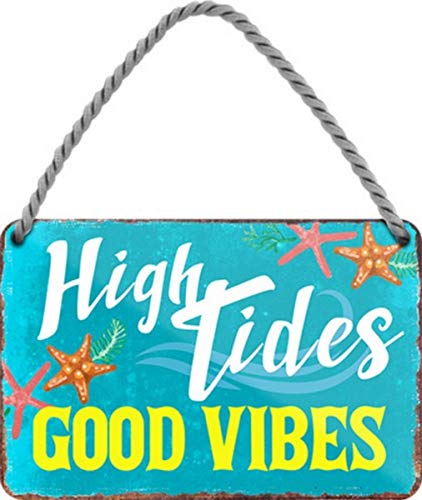 High Tides - Good Vibes Sun Sea 18 x 12 cm Funny Tin Sign Hanging Sign HS543