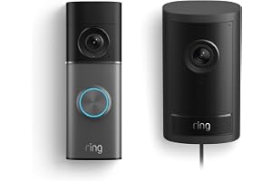 Ring Wired Doorbell Pro (Newest Model), Deep Silver with Outdoor Cam Cam Pro, Plug-In Black
