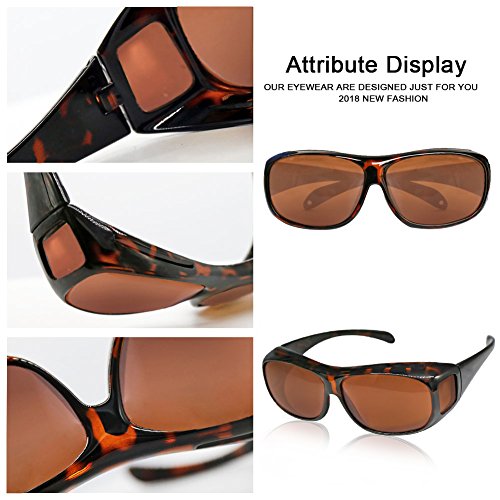 Solar Shield Fits over Glass Sunglasses for Driving Flying Boating Fishing and Snowing by Yonovo,Leopard - Thumbnail 3
