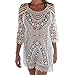 Bestyou Crochet Cover Ups for Women Hollow Out Sleeveless Bikini Swimsuit Swimwear Knit Tops Halter Beach Dresses (White)