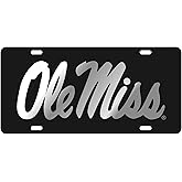 Dixie Dawgs Mississippi, Ole Miss Laser Cut License Plate Car Tag Rebels Black Silver Mirror