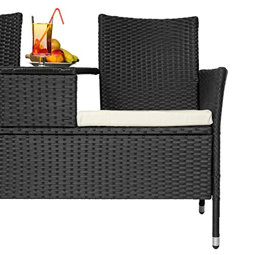 Poly Rattan Gartenmöbel Sitzbank mit Tisch Lounge Bank Sofa Gartenbank (Color : Schwarz | 401547) – Bild 6