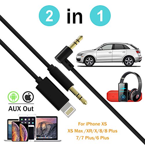 UNOOE Car Aux Cord Compatible for iPhone 7/8 / X, [2 in 1 iOS & Android] iPhone 8/7 Aux Cord for Car Tangle-Free Coiled Aux Cable iPhone 3.5mm Audio Jack Adapter for Headphones Speakers Home Stereo - Thumbnail 2