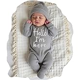Ylsteed Infant Baby Sweater Romper and Hat Baby Girl Boy Knitted Pullover Onesie Fall Winter Outfit Infant Embroidery Clothes