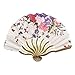TOOGOO(R) Hand Fan Bamboo Flower Printed Japanese Style Foldable Hand Held Fan Gift Decor