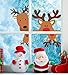 Reindeer Window Decals Double Sided Christmas Window Clings Stickers Xmas Rudolph Decals for Glass Windows Christmas Wall Decal Cartoon Deer Decal Car Sticker Xmas Party Supplies Indoor Home Decor