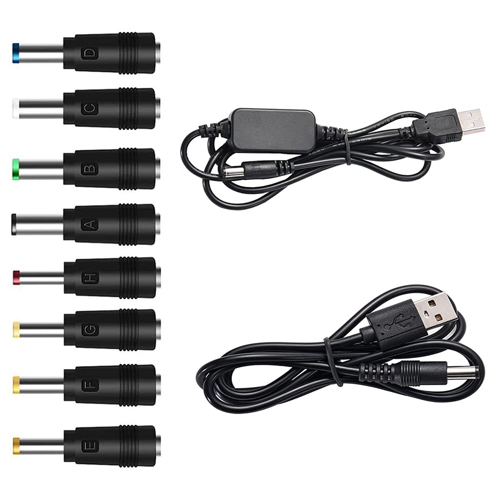 GutReise USB 5V to DC 12V Converter Power Cable + 8 Connectors Adapter USB to DC Power Cable (Below 2A Max for 8Watts)
