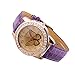 Bestpriceam New Butterfly Diamond Watch Gold Dial Leather Band Quartz Wrist Watch Purple