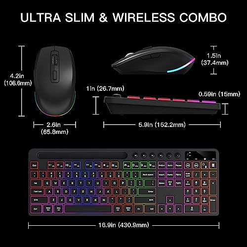 Wireless Keyboard and Mouse Combo with Backlit Soueto Full Size