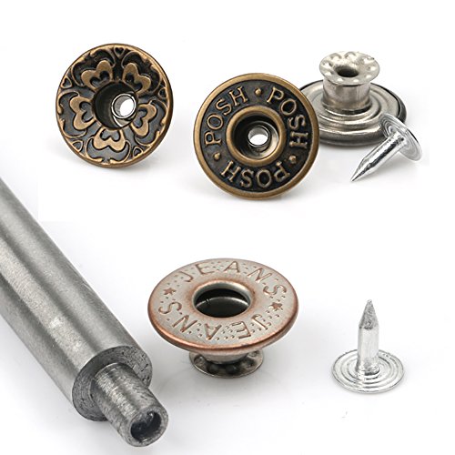 20 Pieces Jeans Button Tack Buttons Snap Fastener Press Studs Metal