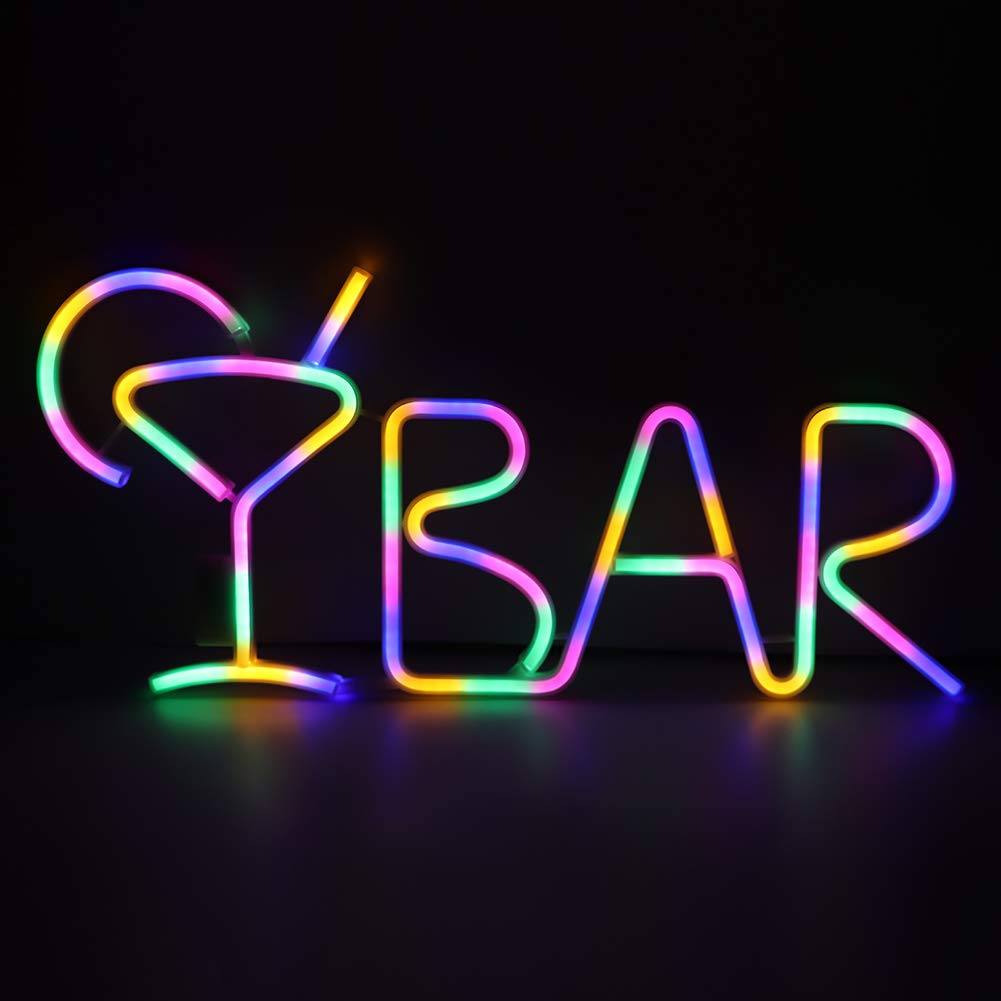 Neon Bar Light Sign LED Letters Night Light Neon Light Marquee Word Sign with Remote Control Pub Bar Sign Light for Party Beer Home Pub Supplies