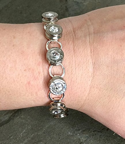 Swarovski Bullet Shell Casing Bracelet Diamond Rivoli and Sterling Silver Tennis Style Removed Primers