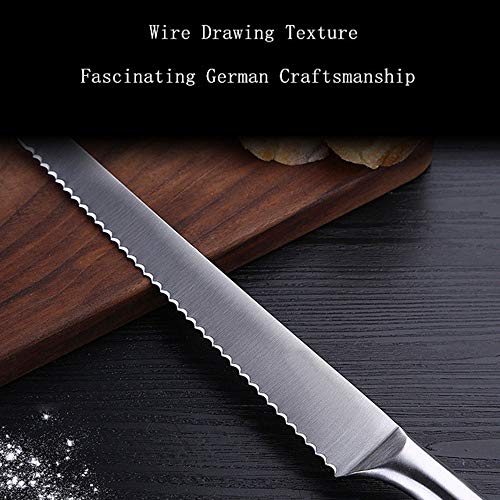 TOONEV 8 Inch Wavy Edge Wide Bread Knife Stainless Steel Kitchen Bread