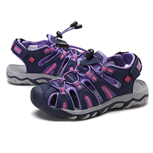 DREAM PAIRS Little Kid 160912-K Purple LT.Grey Outdoor Summer Sandals Size 1 M US Little Kid