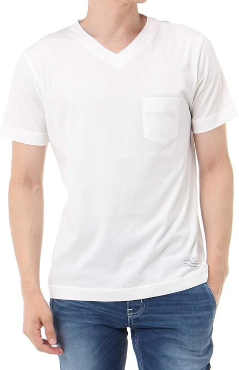 Amazon アズールバイマウジー Tシャツ スーピマ 天竺 Vネック 半袖t メンズ ホワイト M Tシャツ カットソー 通販