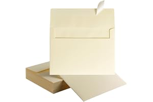 Wishop 100 Pack Cream A7 Envelopes Self-Adhesive 5x7 Envelopes for Invitations, 5x7 Greeting Cards (Cream, 5.24 x 7.21 Inches)