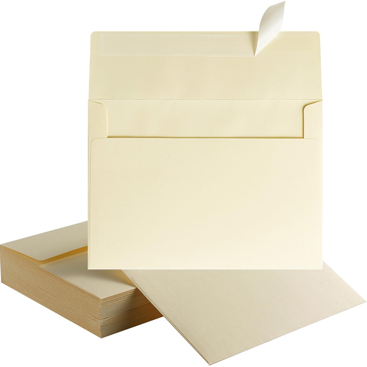 Photo 1 of 50 Pack 5 x 7 Envelopes Cream Self Seal for Wedding, Party Invitations, Greeting Cards, Announcements, Photos, 5.24 x 7.21 Inches (Cream)