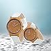 CUCOL Women Bamboo Watch with Leather Strap Minimalism Wooden