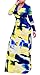 Farktop Women's V Neck Long Sleeves Digital Graffiti Printed Prom Party Maxi Long Dress with Belt,X-Large,Blue
