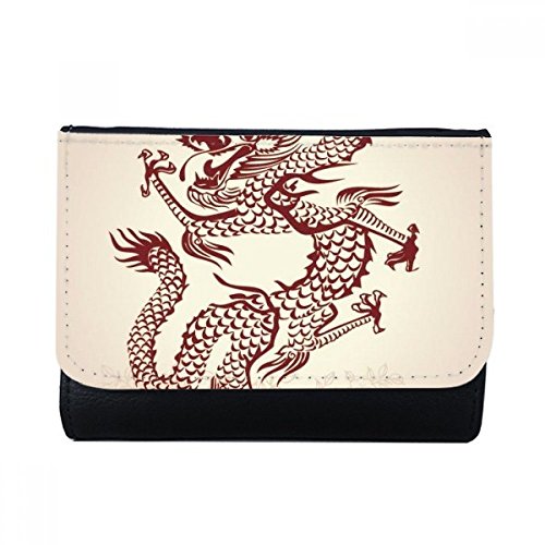 Chinese Dragon Animal Portrait Multi-Function Faux Leather Wallet Card Purse Gift