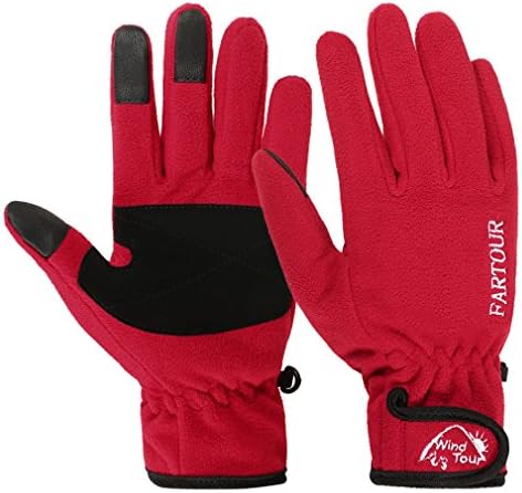 Designbestye 3 Colors Touch Screen Gloves Windproof Breathable Warm Fleece Cycling Gloves For Hiking Camping Red M