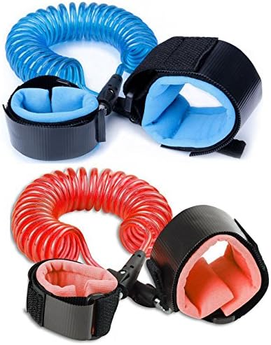 Yoobaby Baby Child Anti Lost Wrist Link Wristband Safety Harness Leash Strap Rope Walking Hand Belt for Toddlers Kids Children, 2.5m Red+Blue