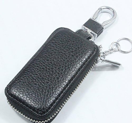 Key Leather Case Keychain Holder Zipper Bag Cover Wallet Fob Hood (long)