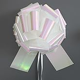 1Pc 12Inch Giant Gift Bow Big Christmas Iridescent Metalic Bow Big Bow for Present - Perfect Large Gift Bow for Bikes,Appliances,Showers,Table Decorations & Events (White)