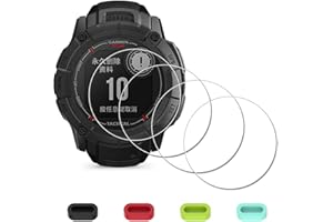 iDaPro [4Pcs Screen Protector for Garmin Instinct 2X Solar Tactical(Not for Instinct 2/2s/3/E)+[4Pcs] Silicone Anti-dust Plugs,Tempered Glass,9H Hardness,Anti-Scratch,Anti-Bubble,Easy Installation.