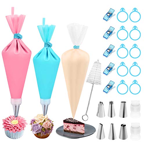 Piping Bags and Tips Set, IVARSOYA Disposable Piping Bags and Silicone