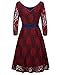 OUGES Women's Half Sleeve Flare Floral Lace Bow Cocktail Party Dress