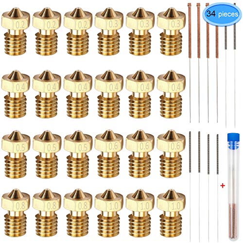 24 Pieces Extruder Nozzles M6 3D Printer Brass Nozzles Print Heads with
