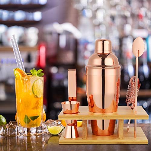 Hossejoy Hochwertiges Cocktailshaker Set, 5 Teilig Cocktailmixer Set, mit Bambus-Aufbewahrung, inkl. Cocktail-Shaker… – Bild 2