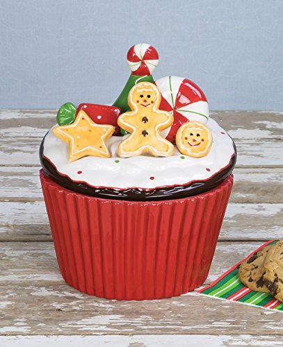 Gingerbread Man Cupcake Shaped 7 inch Holiday Cookie Jar