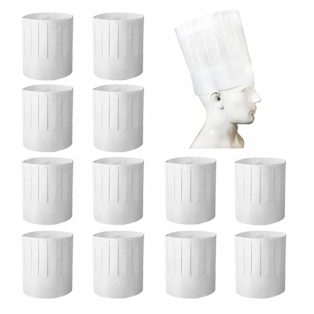 LATRAT 24 Pieces Disposable Paper Chef Hats Adjustable Size Unisex Chef Hats, Breathable Mesh, Suitable for Family Meetings in the Kitchen, Adjustable Hold, White, XL