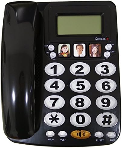 HePesTer P-29B Big button Picture Phone for Elderly Works in Power Outage for Emergency(Black)