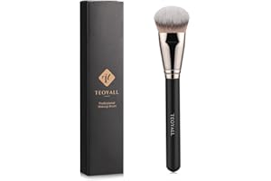 TEOYALL Flat Angled Foundation Brush, Large Dense Synthetic Bristles Kabuki Brush for Base Makeup with Liquid Cream Powder