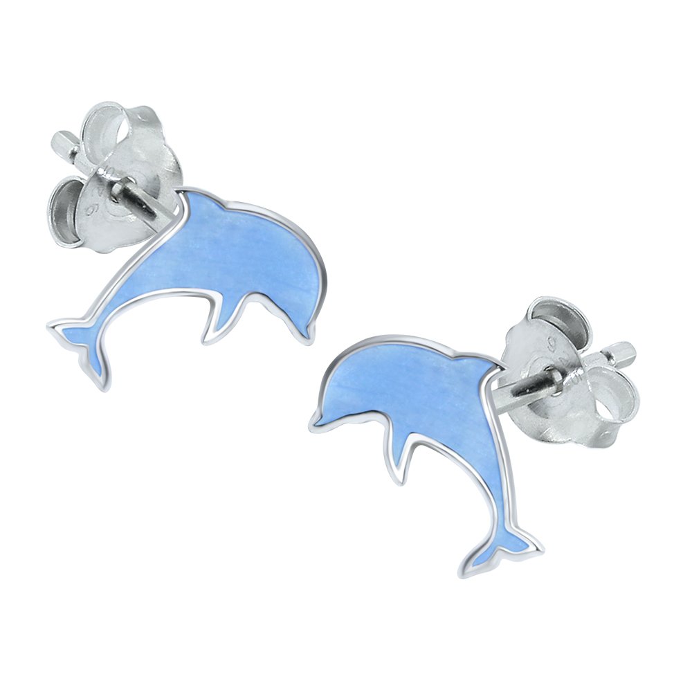 Blue Dolphin Earrings - 925 Sterling Silver