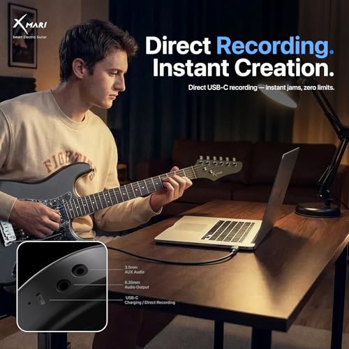 Enya XMARI Smart Electric Guitar with Built-in DSP Effects, 4 Presets, USB-C OTG Recording, Headphone Output, Custom Ceramic Pickups, Carbon Fiber Body, with Bag