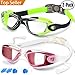 COOLOO Swim Goggles Men, 2 Pack Swimming Goggles for Women Kids Adult Anti-Fog, Green & Red