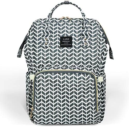 Land Baby Diaper Bag Backpack - Multi-Function Waterproof Maternity Travel Nappy Bags for Baby Care - Large Capacity, Durable and Stylish (Chevron)