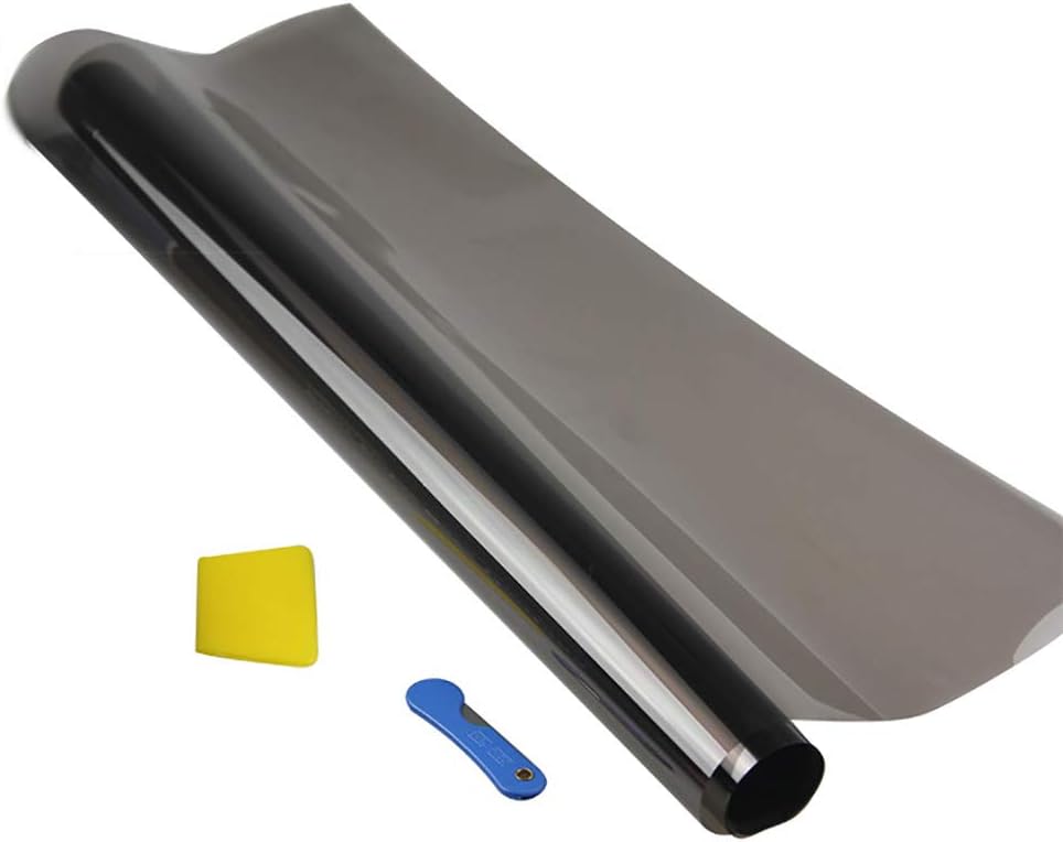 300x50cm Black Car Window Tint Film Glass Auto Car Privacy Sticker, Self Adhesive Tint Film Roll Decorative Heat Control Glass Window Sticker Solar Protection Film 1%