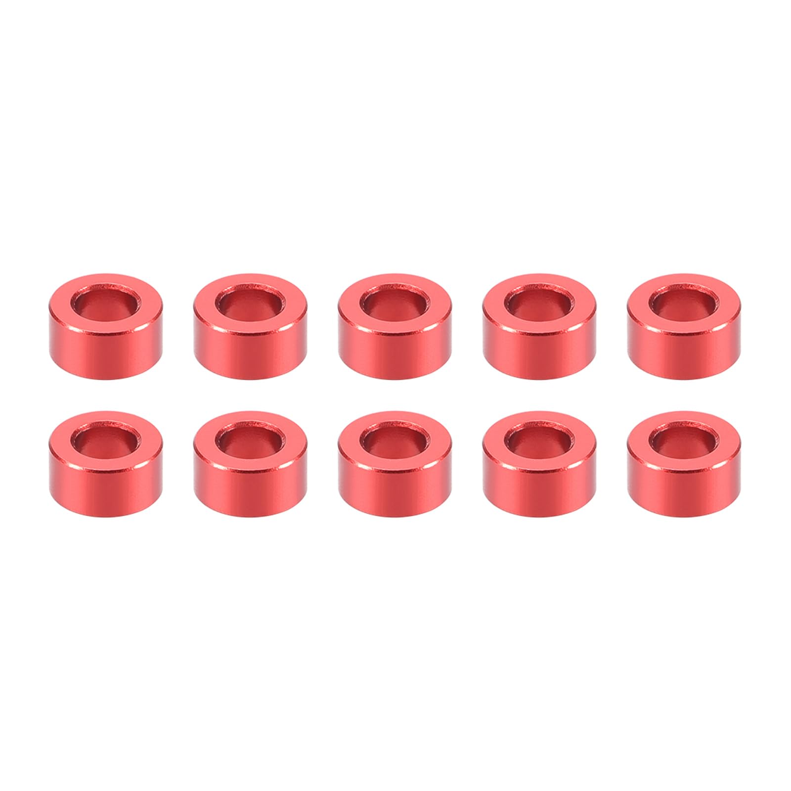 YOKIVE 10 Pcs Standoff Spacer, Aluminum Round Straight Spacer | Prevent Joint Deformation, Great for Robot, Drone (Red, 3.1x6x3mm)