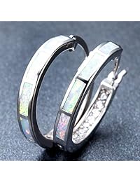 RongXing - Pendientes de aro de plata de ley 925 con circonita cúbica blanca para compromiso, cumpleaños, para niñas