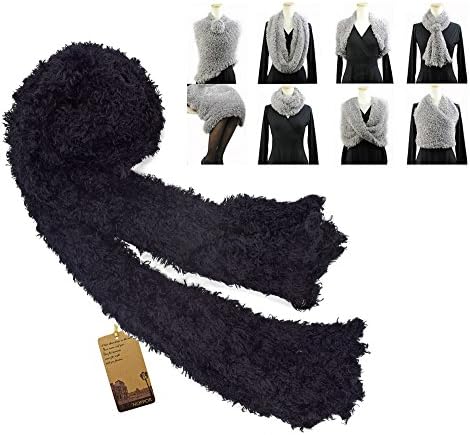 Nopper Women's Fuzzy Infinity Stretch Magic Scarf Changeable Amazing Versatile Scarf Lady Winter Warm (BLACK)
