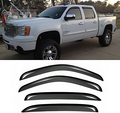 Gevog 4pcs Side Window Deflectors Window Visors for 07-13 Chevy/GMC Crew Cab Sun/Rain Guard Vent Visor