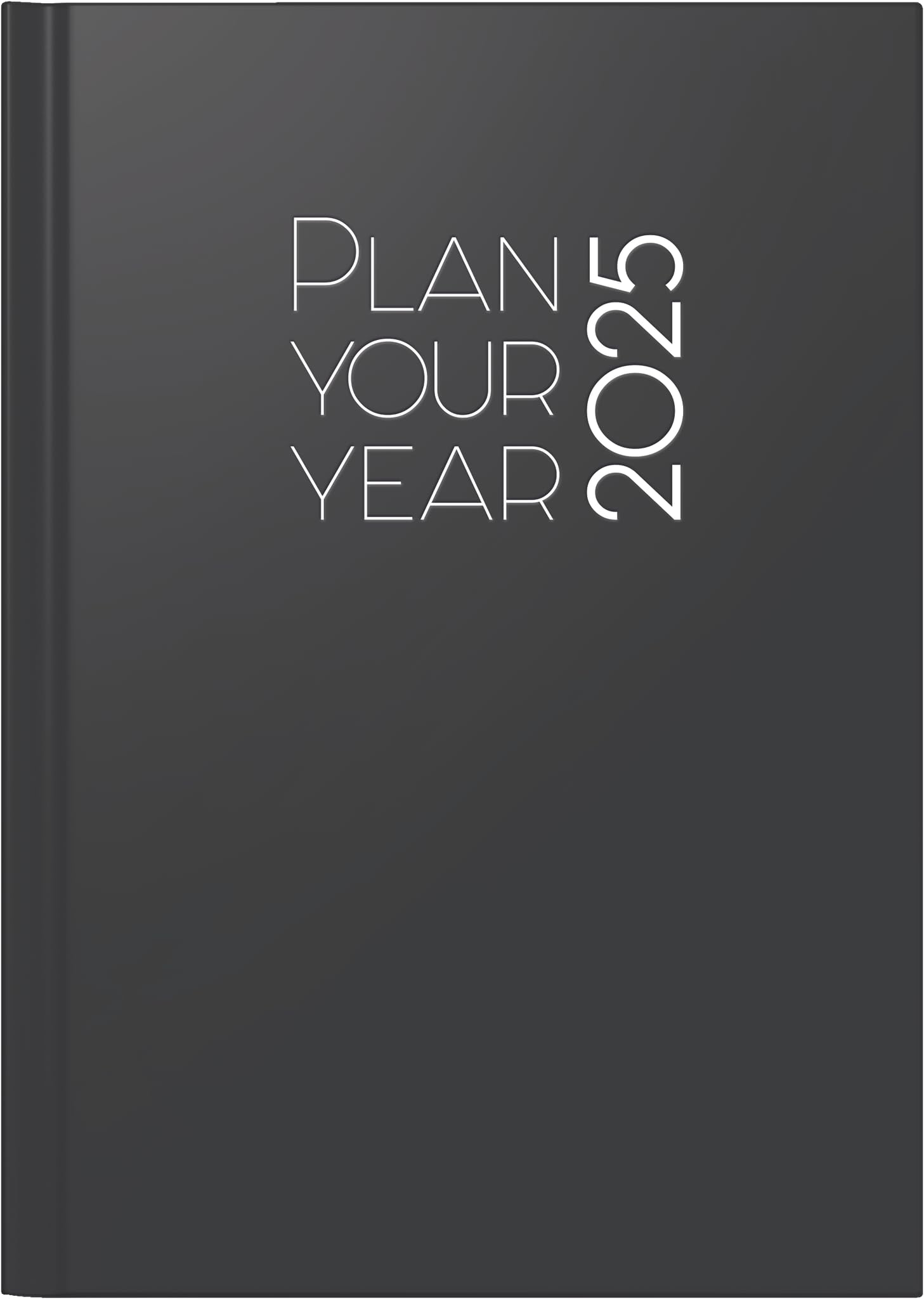 rido/idé Book Calendar Model Executive Planner (2025) "Plan Your Year", 1 Page = 1 Day, A5, 400 Pages, Faux Leather Cover, Black