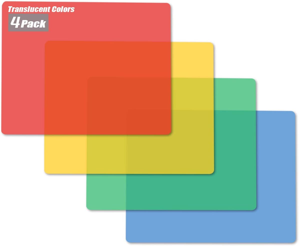 Fotouzy Flexible Plastic Cutting Boards for Kitchen 4 Translucent Colors Cutting Mats 15 x 12 in, BPA-Free, Non-Porous